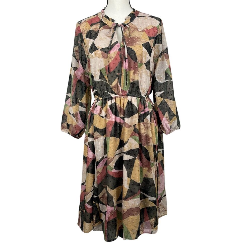 Torrid Women's Mini Clip Dot Front Keyhole Dress Size 1X Multi Geometric print